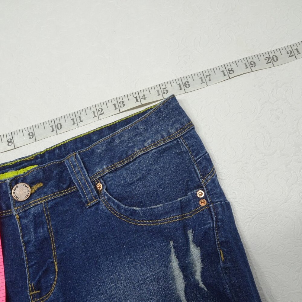 YMI Wannabettabutt Jean Shorts Size 9 Distressed Cotton Stretch Raw Hem Grunge - Picture 3 of 7